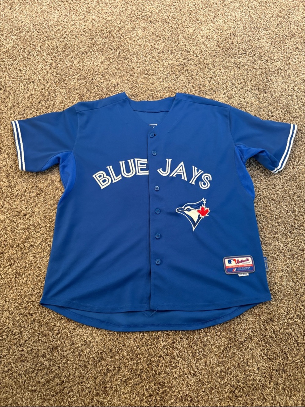 Majestic Blue Jays Button-Up Jersey Royal blue Jose Bautista Men’s large 50